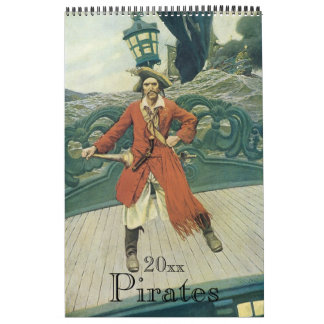 Calendrier Illustration vintage Pirates et Buccaners