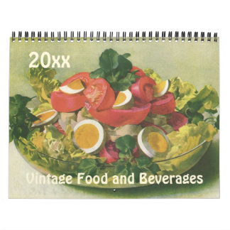 Calendrier Illustration vintage Repas, aliments et boissons