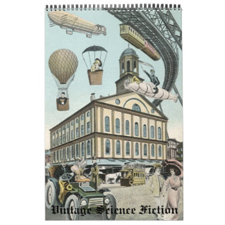 Calendrier Illustration vintage Science Fiction Steampunk