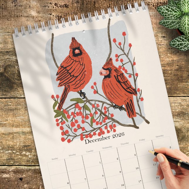 Calendrier Illustrations d'oiseaux et de botanique 2026 Vinta (Créateur téléchargé)