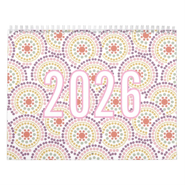 Calendrier illustré de motifs pastel colorés 2026 (Protection)