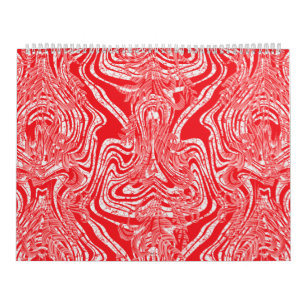 Calendrier image rouge et blanche d'un motif sur un dos blanc