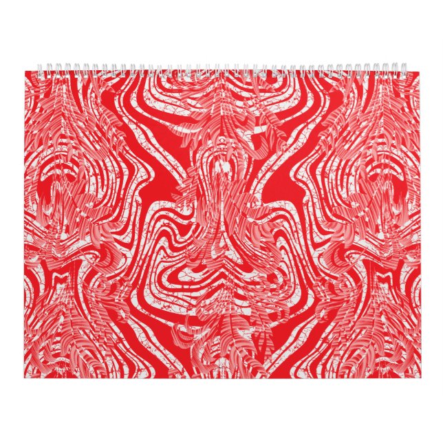 Calendrier image rouge et blanche d'un motif sur un dos blanc (Protection)
