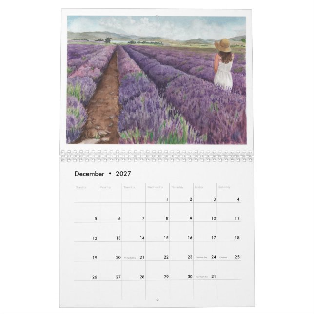 Calendrier Images aquarelle de YL Lavender et plus de calendr (Dec 2027)