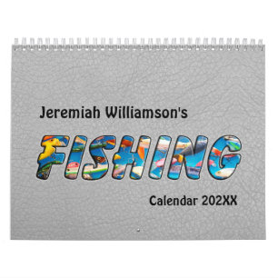 Calendrier Images et texte de pêche sur chaque page