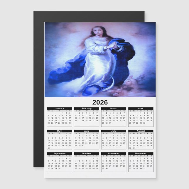 Calendrier Immaculée Conception Bleu 2026 (Devant / Derrière)