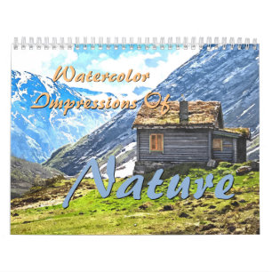 Calendrier Impressions naturelles colorées Peintures aquarell