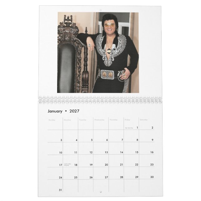 Calendrier imprimé par coutume de Jesse Aron (Jan 2027)