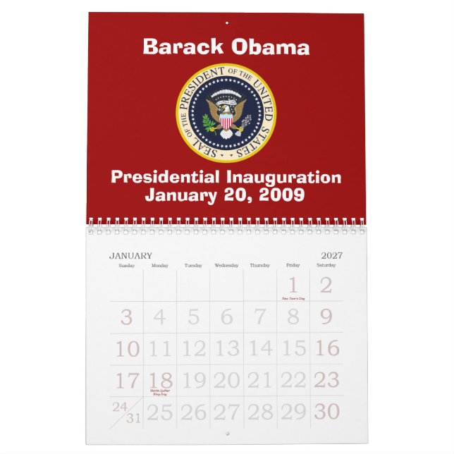 Calendrier Inauguration de PRÉSIDENT OBAMA commémorative (Jan 2027)