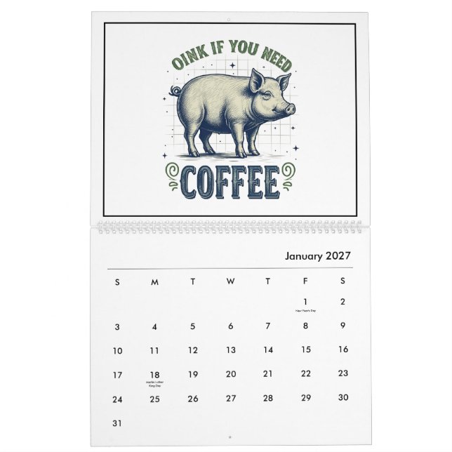 Calendrier inspiré d'animaux drôles (Jan 2027)