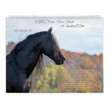 Calendrier inspiré du cheval friésien