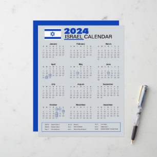 Calendrier Israël 2024   Vacances & Fêtes
