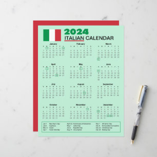 Calendrier italien 2024 avec jours fériés   Calend