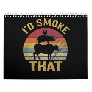 Calendrier J'Ai Fumé Que Drôle BBQ Viande Fumeur Grill Cade