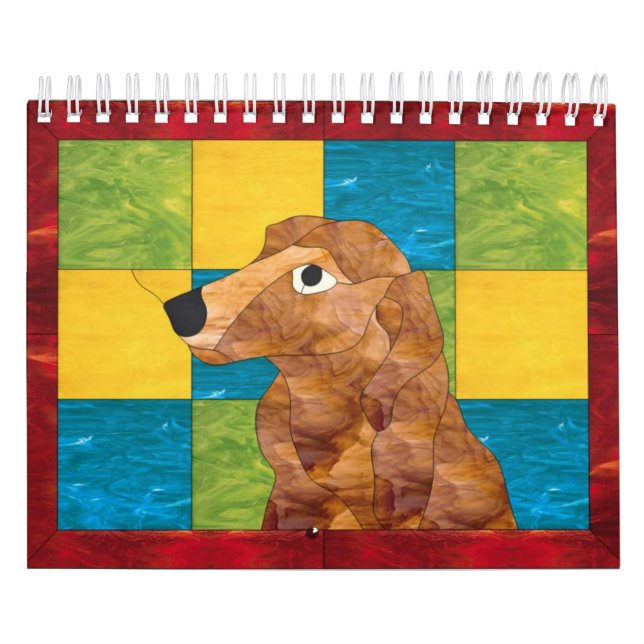 Calendrier J'aime de longs teckels de miniature de cheveux (Protection)