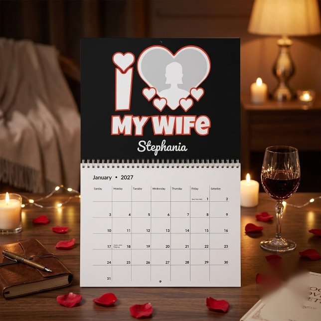 Calendrier J'aime ma femme personnalisé – Ajouter nom et phot (Créateur téléchargé)