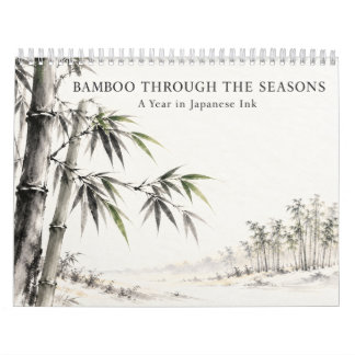 Calendrier Japanese Bamboo Sumi-e Art Through the Seasons