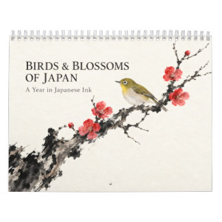 Calendrier Japanese Birds and Blossoms Sumi-e Ink Art