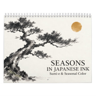 Calendrier Japanese Sumi-e Ink Art Through the Seasons