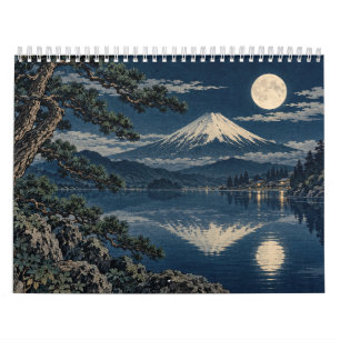 Calendrier Japon éclairé par la lune Douze paysages Art de gr