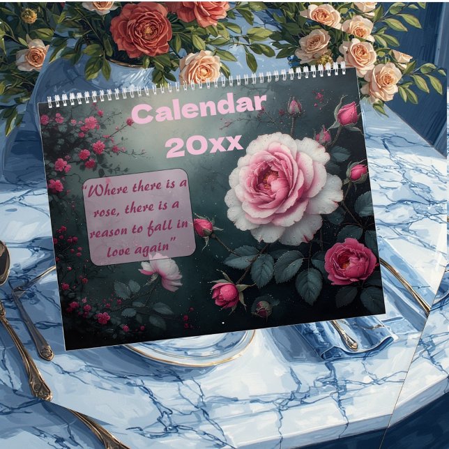Calendrier Jardin de roses enchanté fleurit toute l'année Nat ( Elegant Rose Garden Blooms Round The Year Nature Calendar)