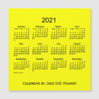 Calendrier Jaune 2021 par Janz 5x5 Magnet