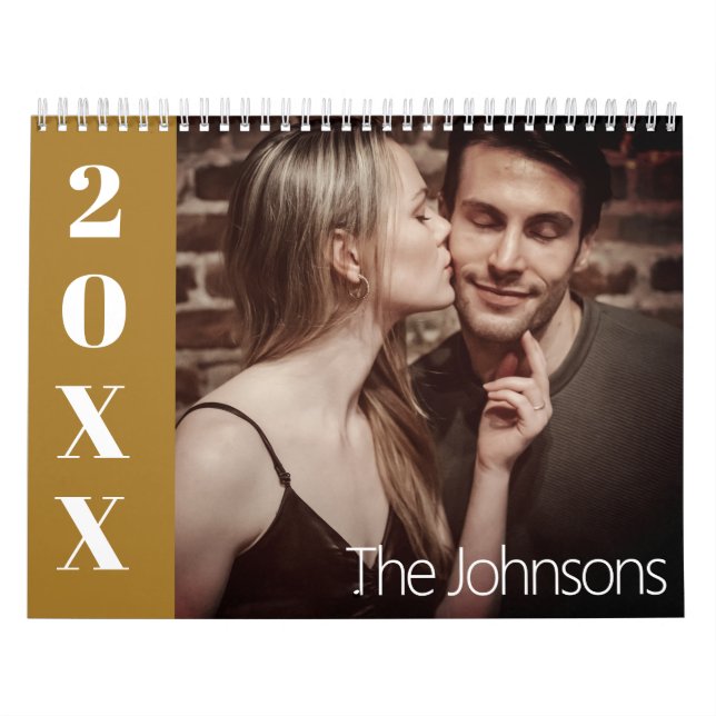 Calendrier Jaune élégant et moderne Photo personnalisée de la (Protection)