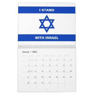 Calendrier Je suis debout avec Israël texte coutume drapeau I