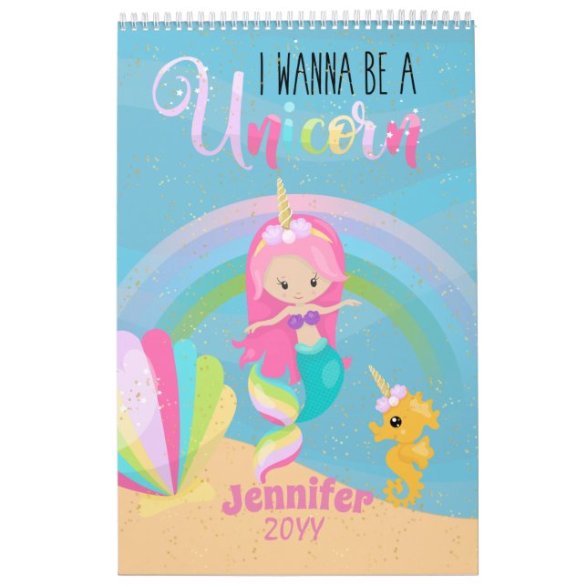 Calendrier Je Veux Être Une Sirène Unicorne Princess Pink Gol (Protection)