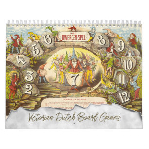 Calendrier Jeux de société hollandais victoriens vintage