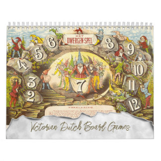 Calendrier Jeux de société hollandais victoriens vintage