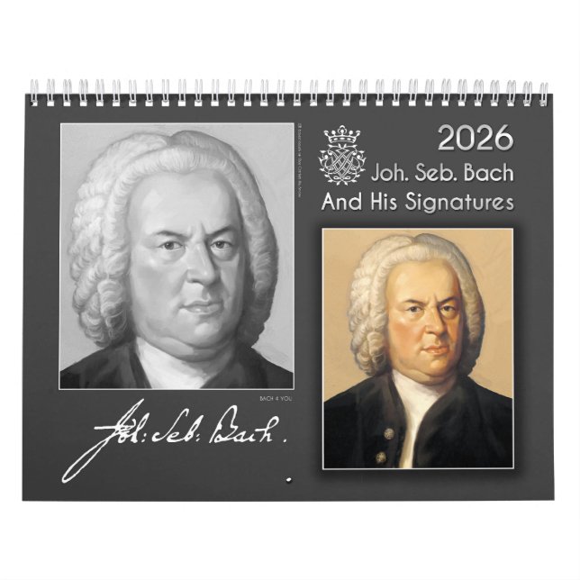 Calendrier Johann Sebastian Bach Avec Ses Signatures, 2026 (Protection)