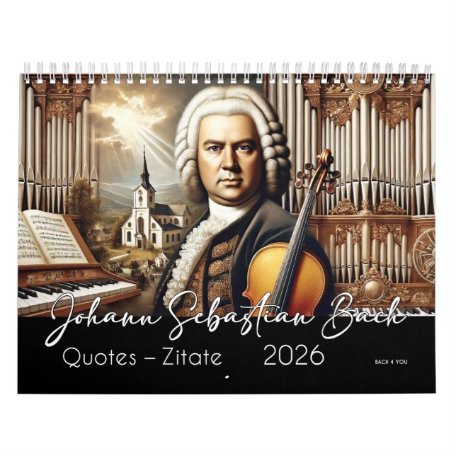Calendrier Johann Sebastian Bach Citations et portraits 2026 (Protection)