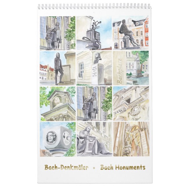 Calendrier Johann Sebastian Bach Monuments, Style Aquarelle (Protection)