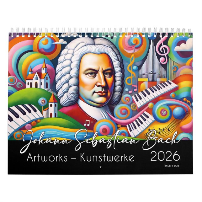 Calendrier Johann Sebastian Bach Portraits : Oeuvres 2026 (Protection)