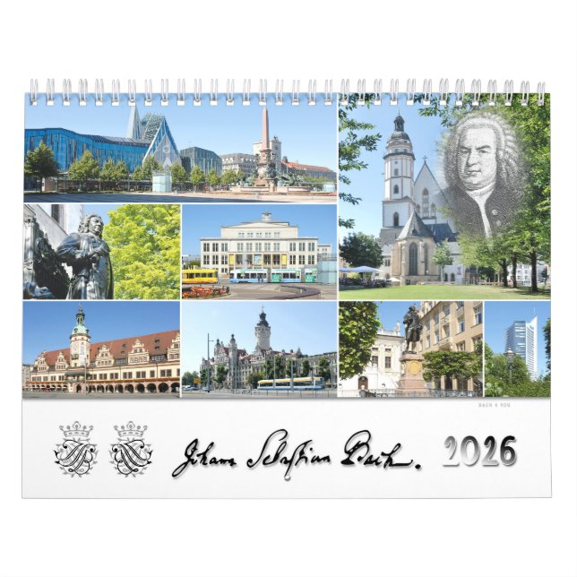 Calendrier Johann Sebastian Bach Villes et Lieux, 2026 (Protection)