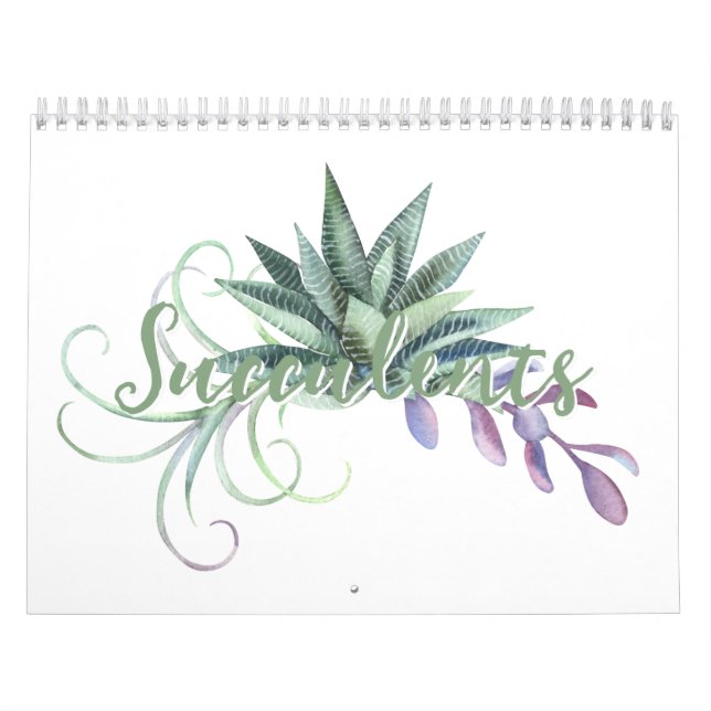 Calendrier Joli aquarelle succulents 20xx (Protection)