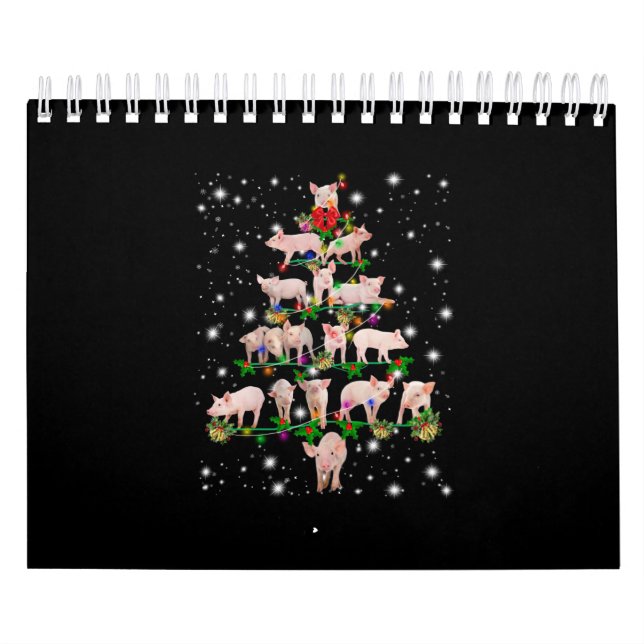Calendrier Joli Arbre De Noël De Cochon Couvert De Flamme De  (Protection)