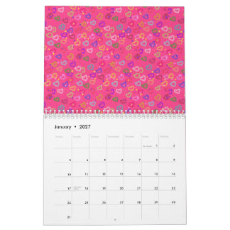 Calendrier Joli cœur coloré 