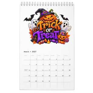 Calendrier Joli fantôme de citrouille pour Halloween Trick or