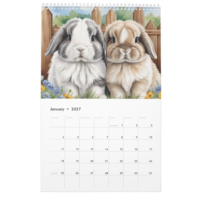 Calendrier Joli Lapin Lapin De Lop (Jan 2027)