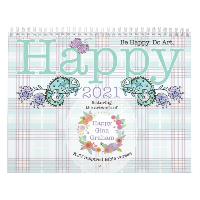 Calendrier  Joyeux 2021 ! Soyez Heureux ! Faites de l'Art. (Protection)