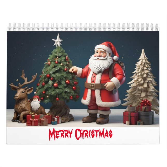 Calendrier Joyeux mur de Noël design avec père Noël (Protection)