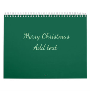 Calendrier Joyeux Noël vert fond simple solo fête