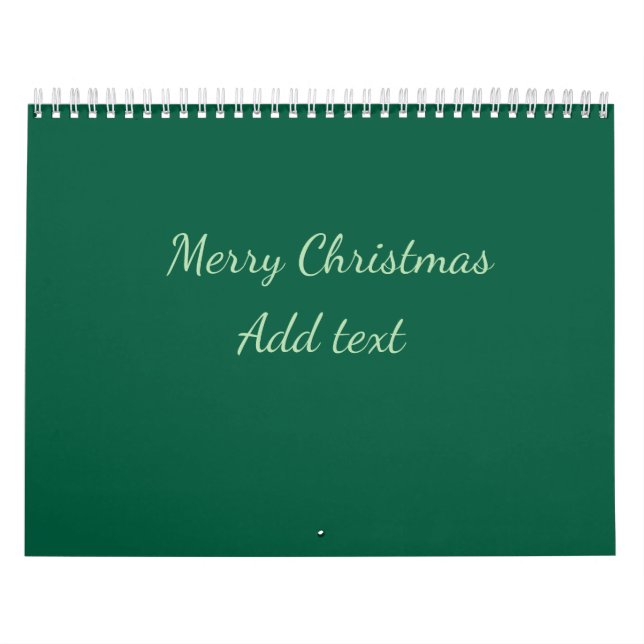 Calendrier Joyeux Noël vert fond simple solo fête (Protection)