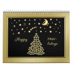 Calendrier Joyeux Pawlidays, Or brillant Paw sapin de Noël