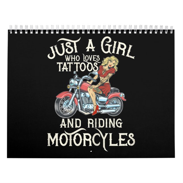Calendrier Juste une fille qui aime les motos Funny Art Gift. (Protection)