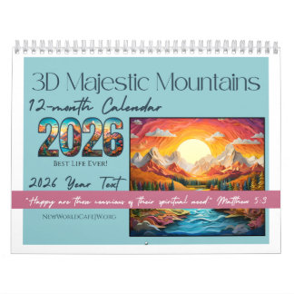 Calendrier JW 2026 Texte de l'année - Montagne majestueuse 3D