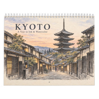 Calendrier Kyoto Japan Four Seasons in Ink and Watercolor