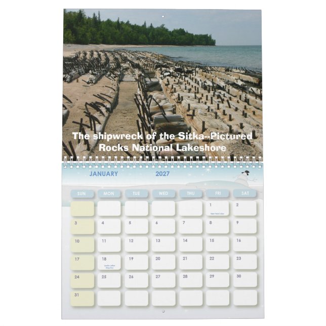 Calendrier La péninsule supérieure du Michigan. (Jan 2027)
